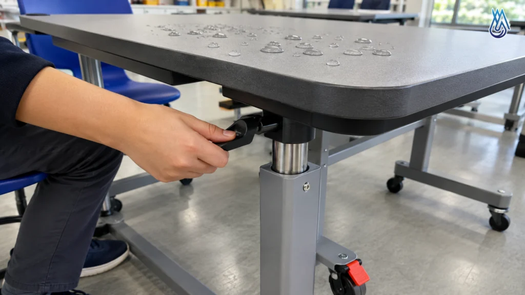 Xu Hướng Chọn Bàn Ghế và Nội Thất Phòng STEM Hiện Đại Nhất Hiện Nay 2 Bàn STEM có thể kháng hóa chất và chịu lực tốt