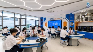 Phòng STEM lab tiêu chuẩn với nội thất thông minh và thiết bị đa dạng