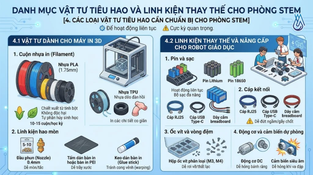 Danh mục các vật tư tiêu hao và linh kiện thay thế