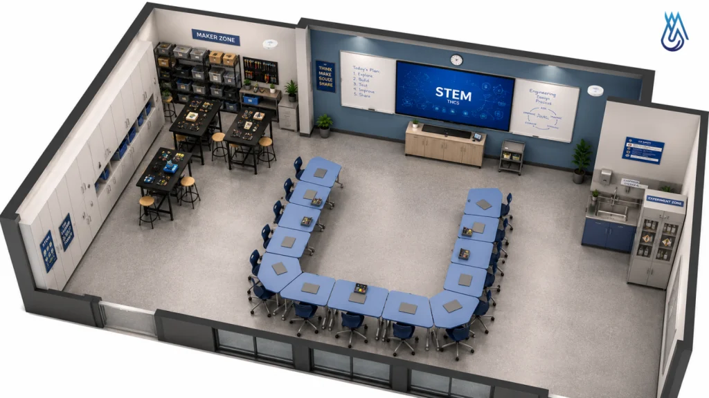 Mẫu layout phòng Stem Lab cho THCS